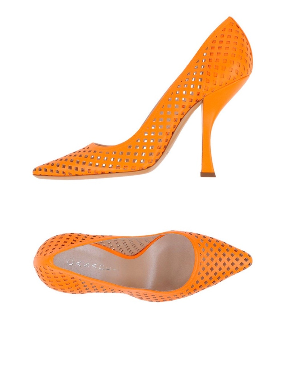 Casadei Orange Leather Pump Shoes 6.5 US / 36.5 EU